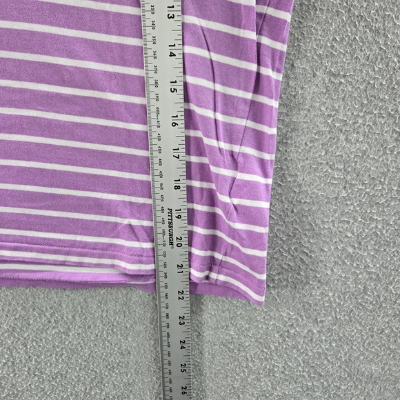Polo Ralph Lauren Women Shirt XL Purple Striped Pony Embroidery V-Neck Pullover - Picture 6 of 9